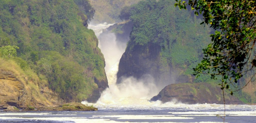 View of gushing water at Murchison Falls National Park, part of what to see on your wildlife safari Queen Murchison Falls safari